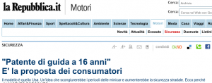 Patente a 16 anni: impossibile